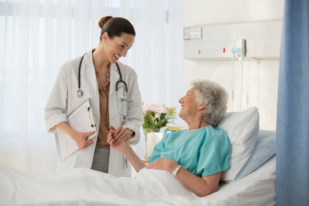 a doctor providing advanced care to an elder person
